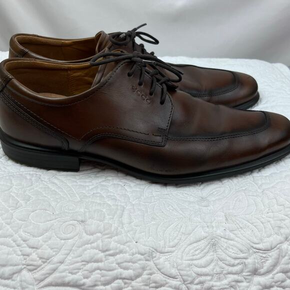 ECCO Men's Size 45 (US 11) Brown Lace Up Shock Point Leather Derby Shoes - Picture 9 of 9
